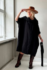 Iridea linen dress, black