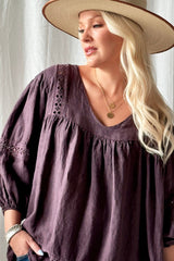 Ischia linen shirt, grape