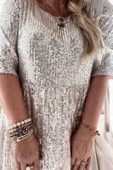 Chiquitita sequin dress, ivory