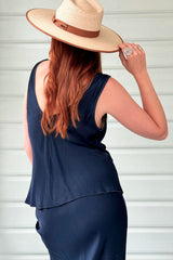 Jaci viscose top, navy