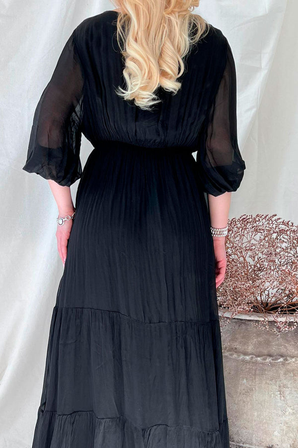 Jolene silk blend dress, black