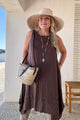 Jolie linen dress, coffee