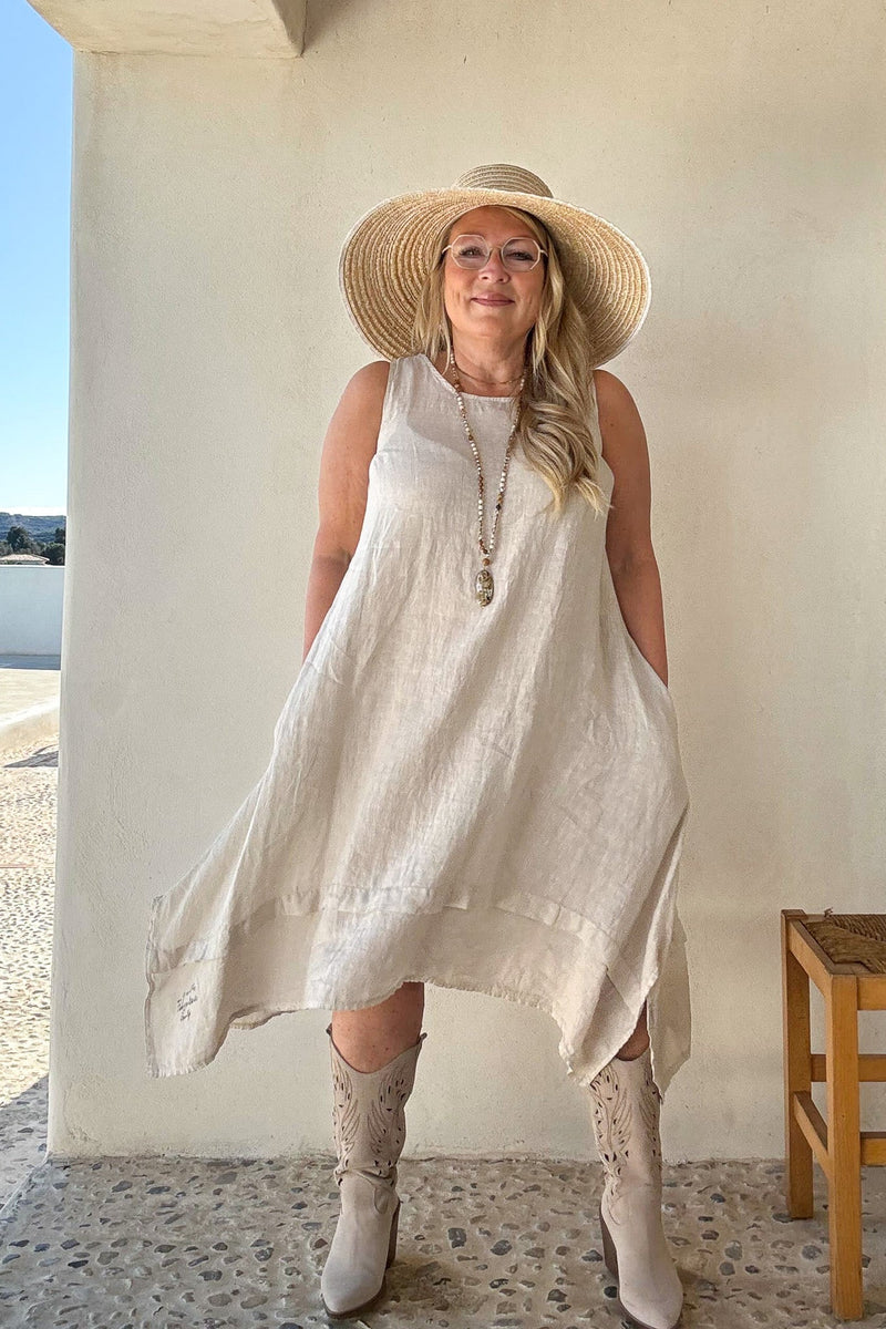 Jolie linen dress, sand