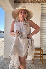 Jolie linen dress, sand