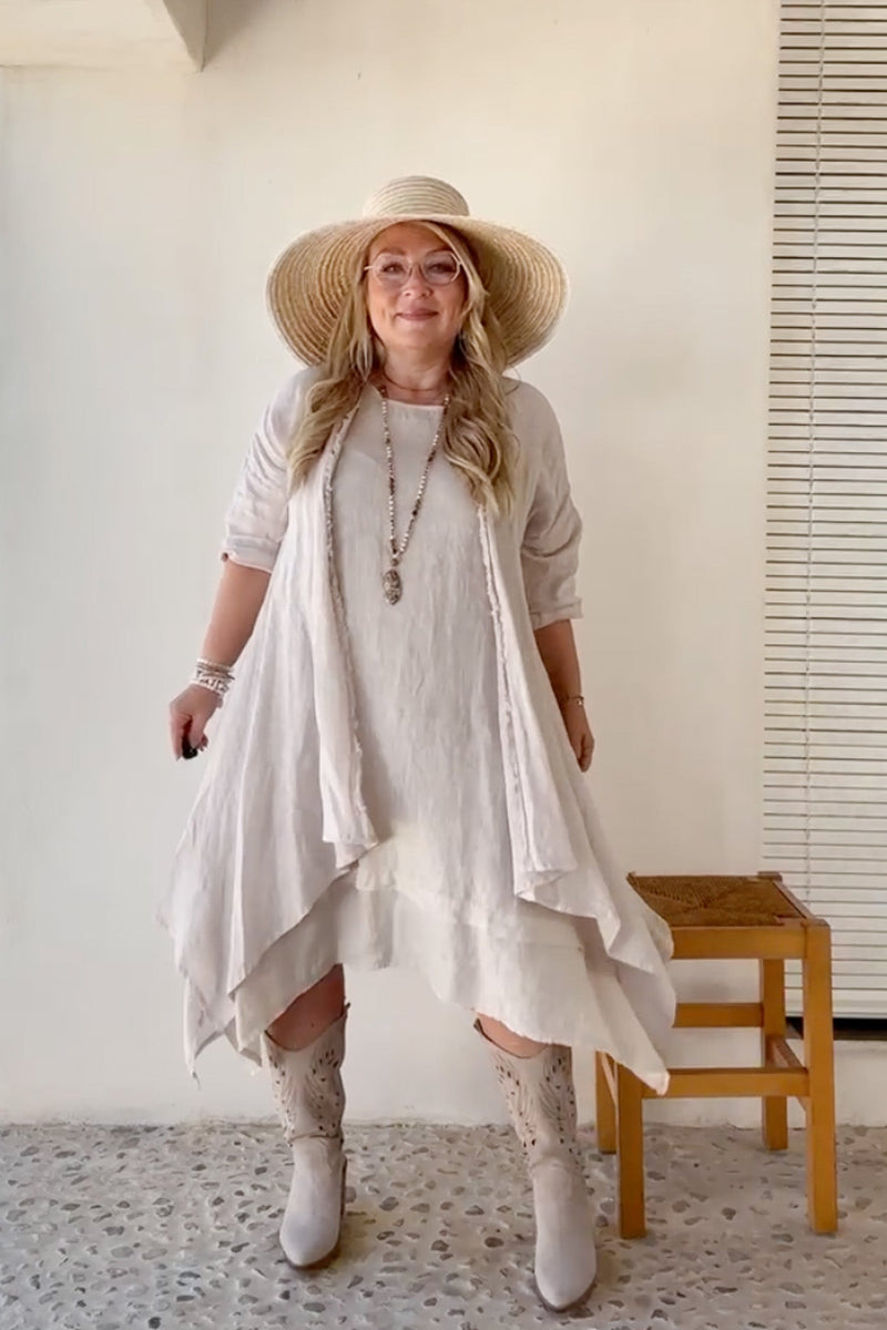 Jolie linen dress, sand