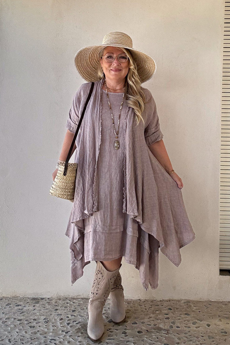 Jolie pellavamekko, silverpink