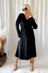 Jordyn velvet dress, black