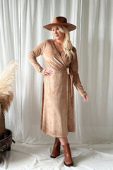 Jordyn velvet dress, caramel