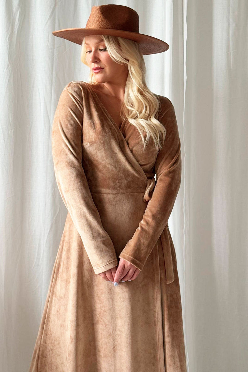 Jordyn velvet dress, caramel