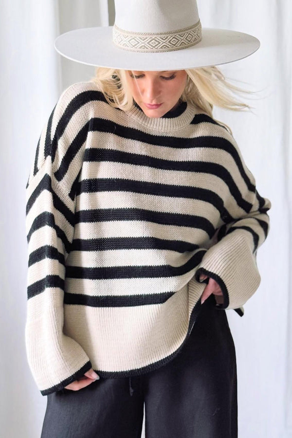 Josalie neule, off white-black