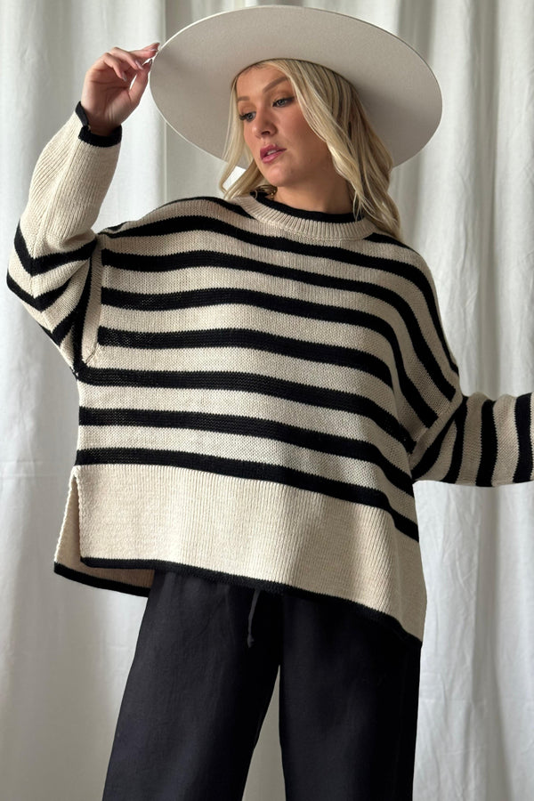 Josalie neule, off white-black