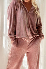 Juana velour hoodie, pink