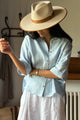 Junette linen shirt, oxford blue