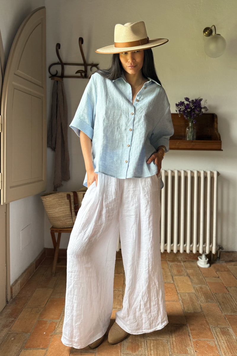 Junette linen shirt, oxford blue