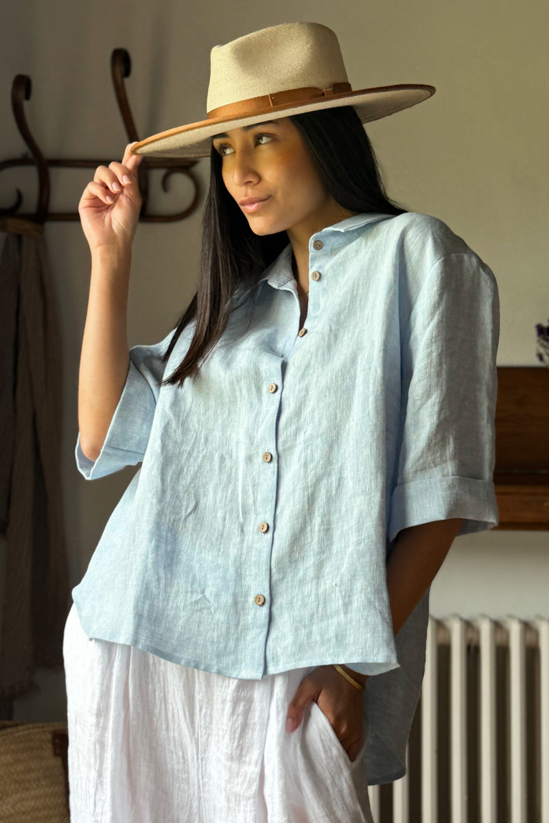 Junette linen shirt, oxford blue