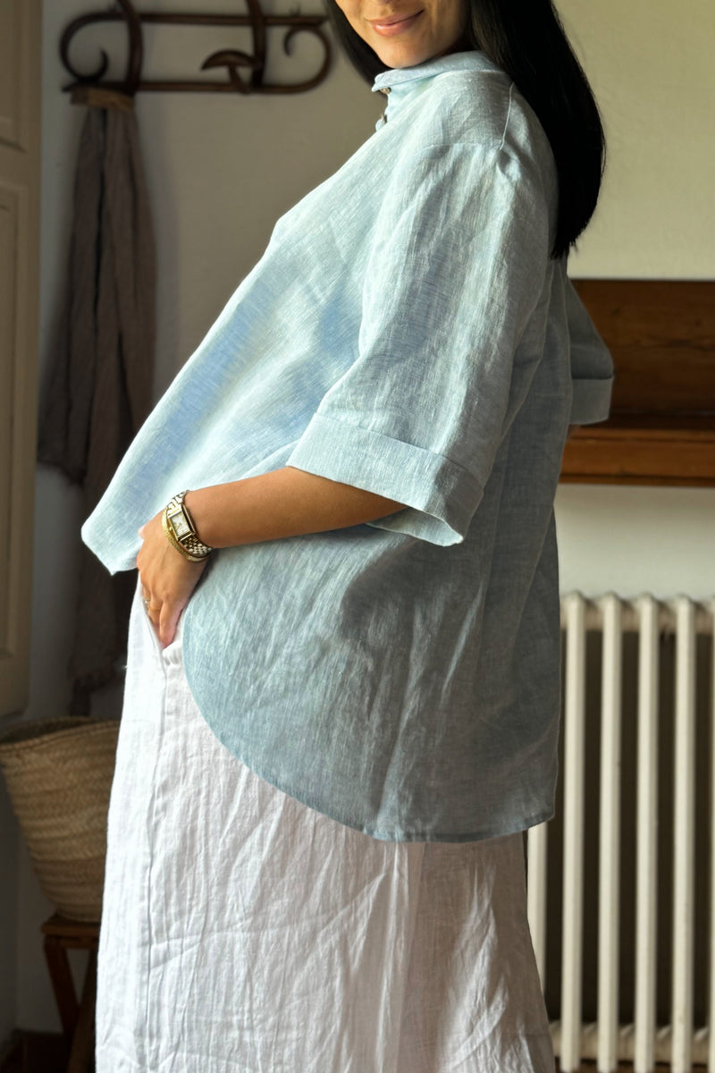 Junette linen shirt, oxford blue