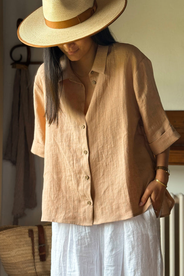 Junette linen shirt, powder