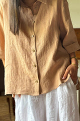 Junette linen shirt, powder