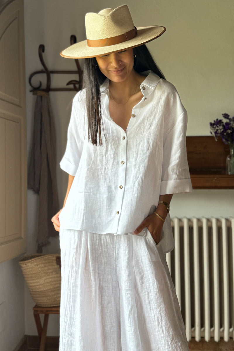 Junette linen shirt, white