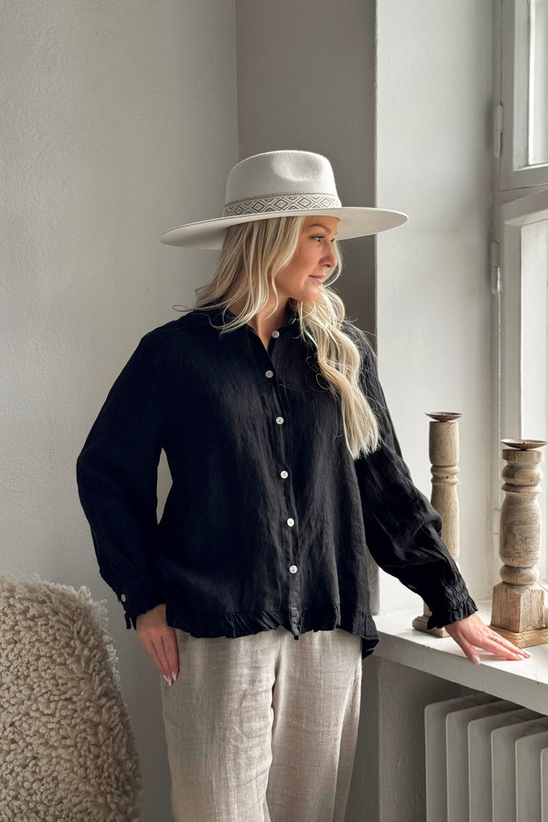 Juniee linen shirt, black