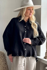 Juniee linen shirt, black