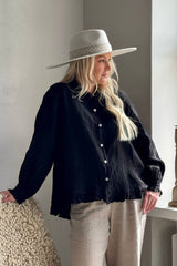 Juniee linen shirt, black