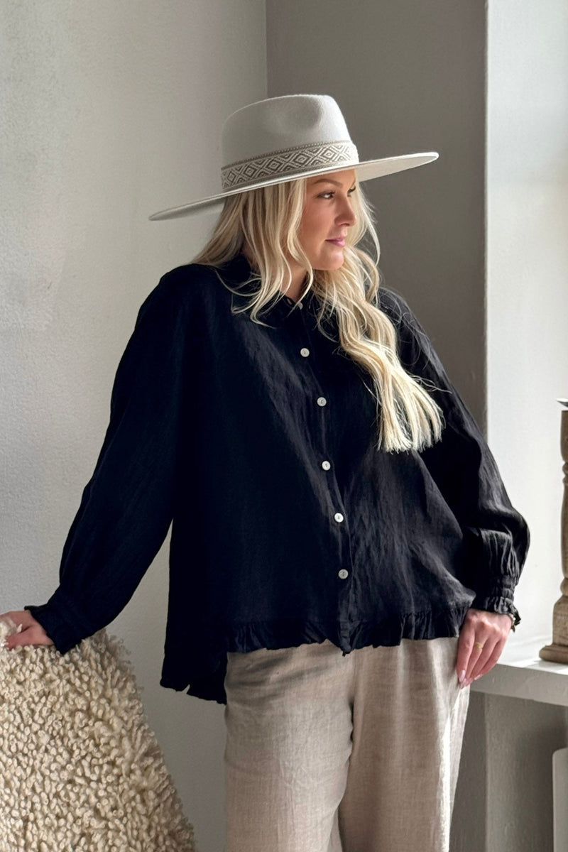 Juniee linen shirt, black
