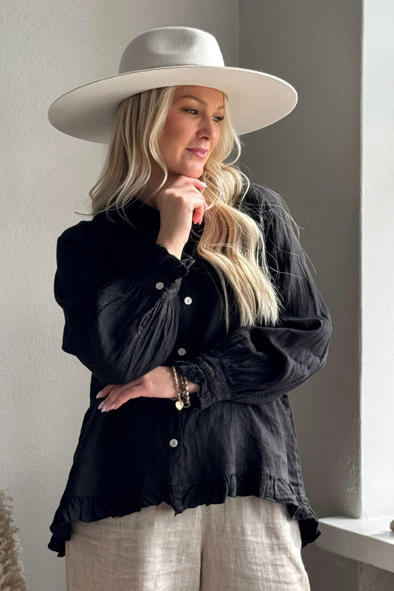 Juniee linen shirt, black
