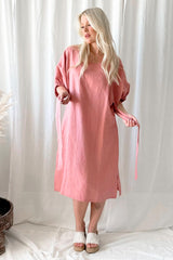 Juno linen dress, peach blush