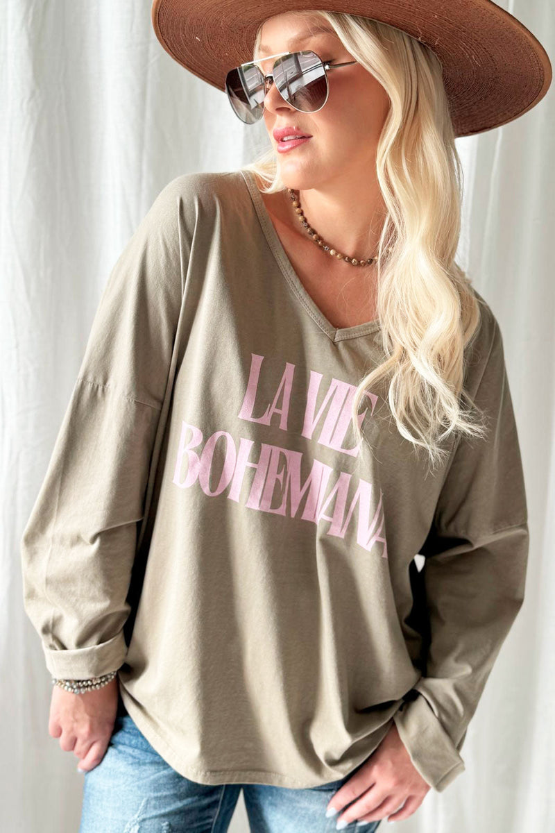 La Vie Bohemiana puuvillapaita, taupe