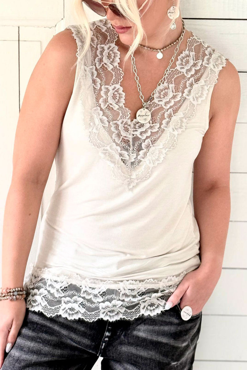 Lace Dreams top, sand