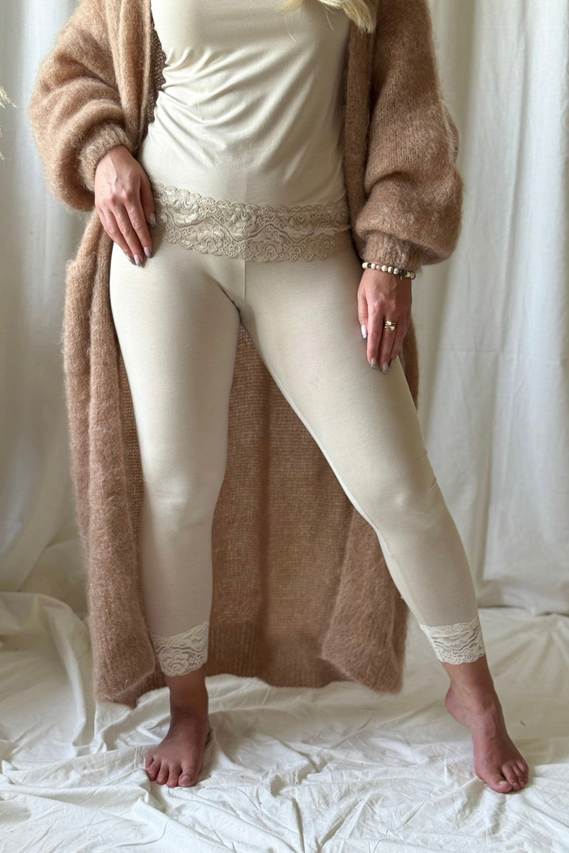 Bamboo Lace leggingsit, beige