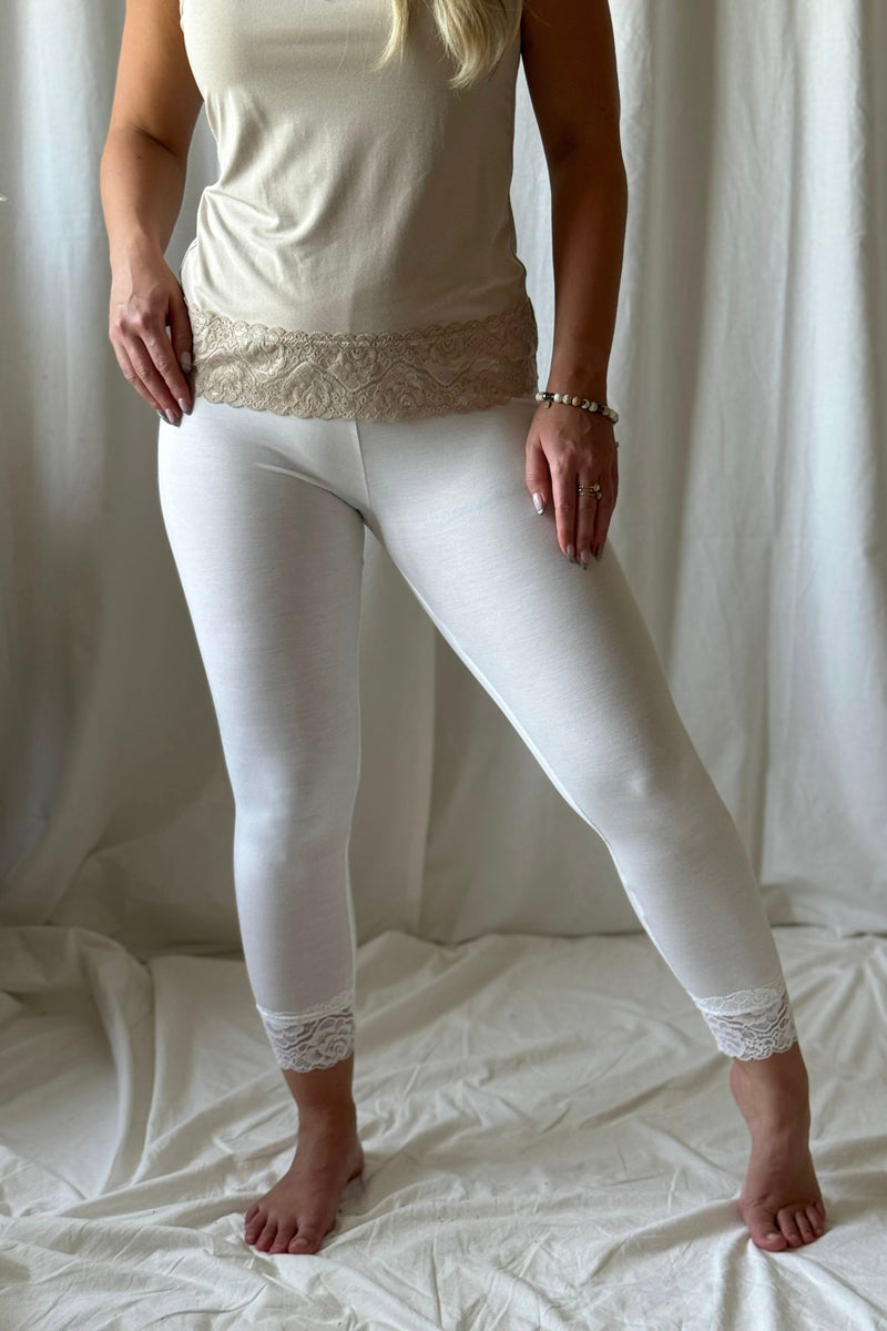 Bamboo Lace leggingsit, valkoinen