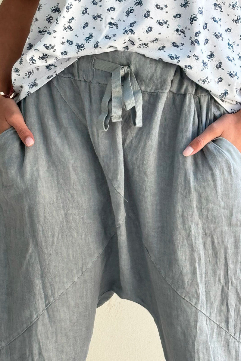 Leah linen pants, smokey blue