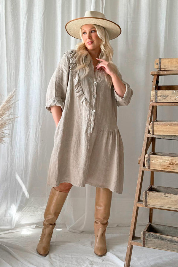 Leonore linen dress, cashmere