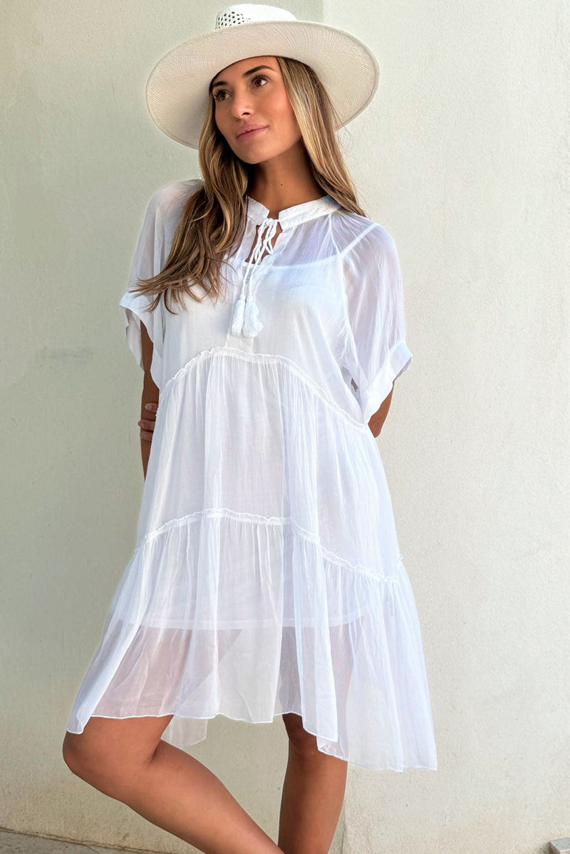 Lillia silk blend dress, white