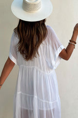 Lillia silk blend dress, white