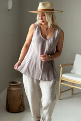 Lina linen top, silverpink
