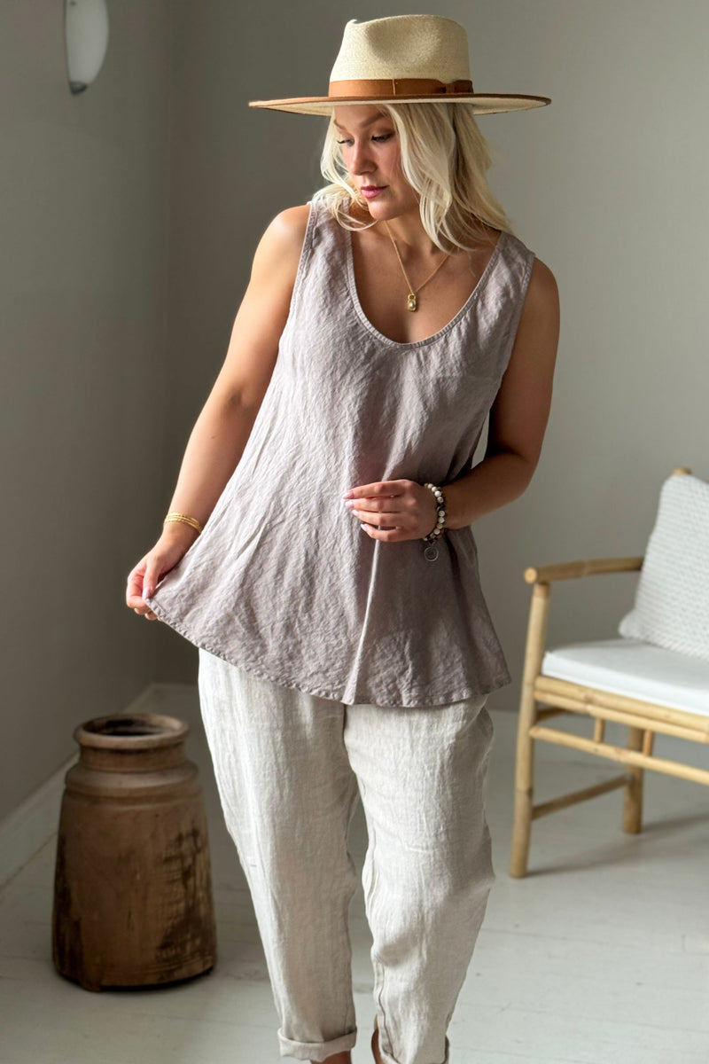Lina linen top, silverpink