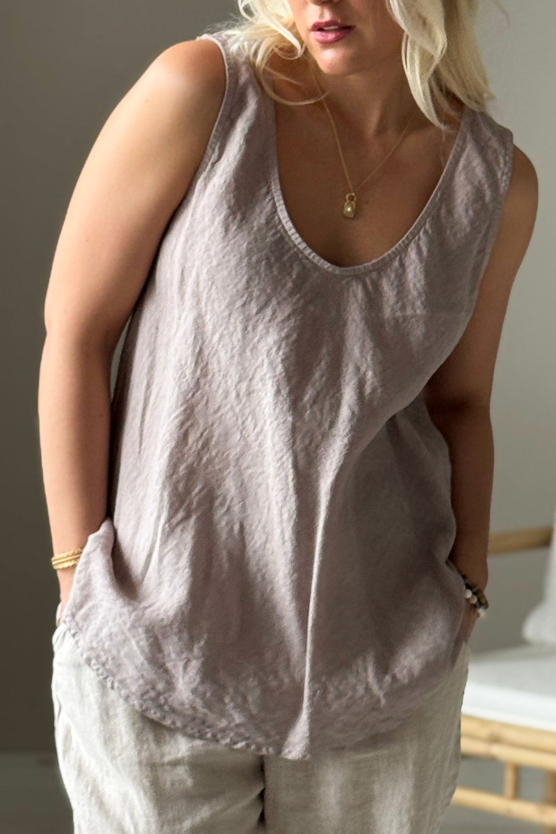 Lina linen top, silverpink