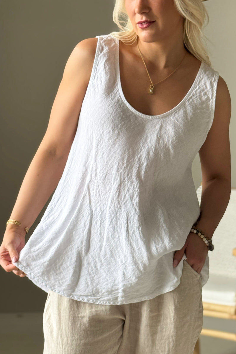 Lina linen top, white