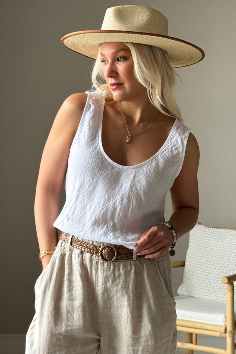 Lina linen top, white