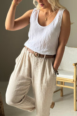 Lina linen top, white