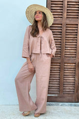 Mallorca linen pants, powder