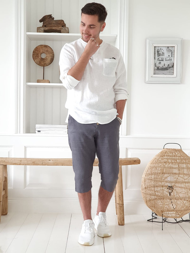 Linen shorts tease men, graphite