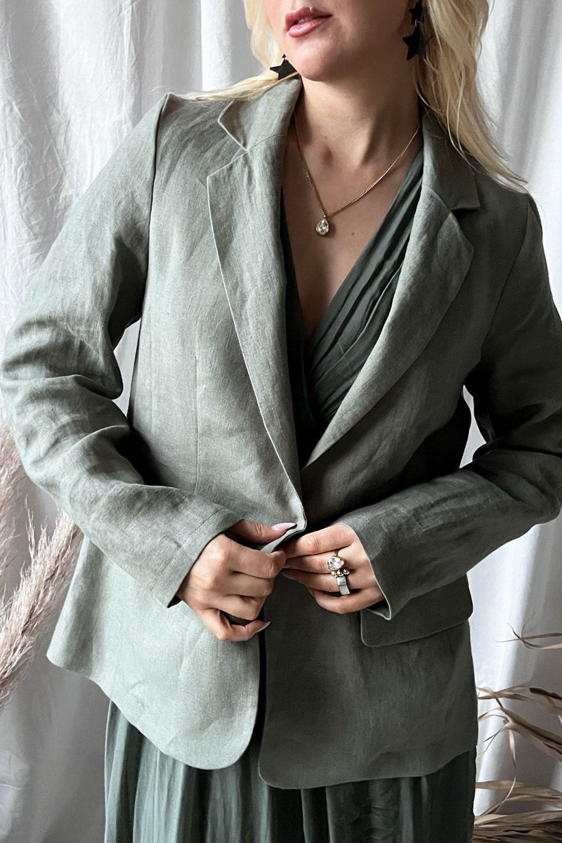 Linen blazer, camo green