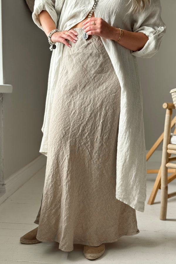 Linen pencil skirt, cashmere