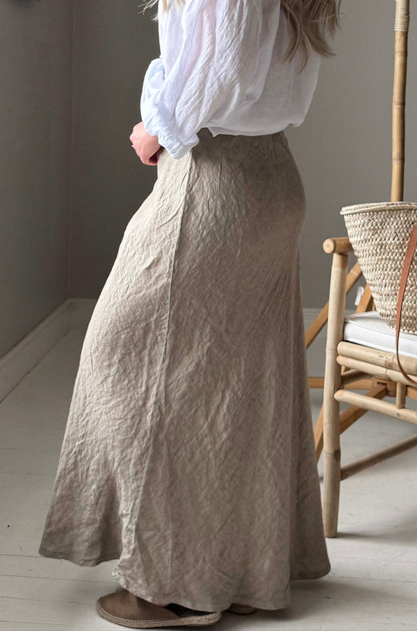 Linen pencil skirt, cashmere
