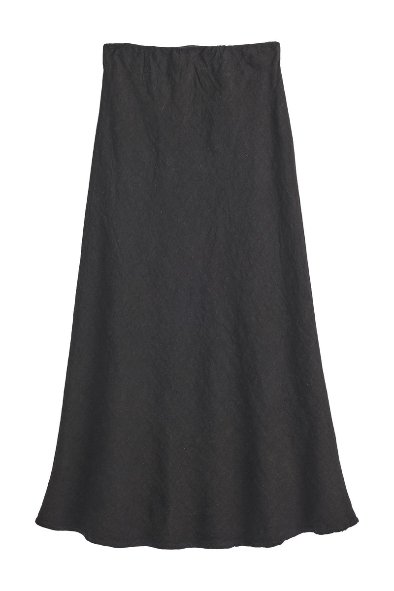 Linen pencil skirt, black