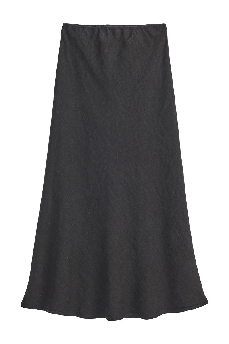 Linen pencil skirt, black